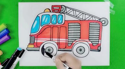 画帅气的云梯消防车 西瓜视频